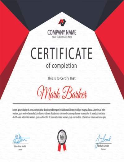 Certificate White Black Red